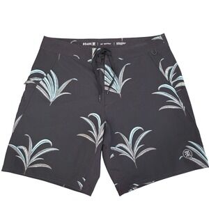Roark The Boatman Board Shorts Mens 31 Black Palm Print Surf Swim Trunks